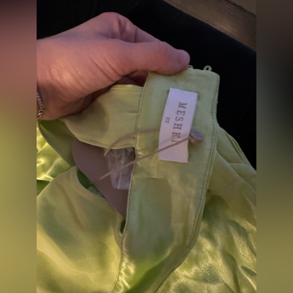 Satin Drape Back Maxi Dress - Pistachio Green - Picture 8 of 8